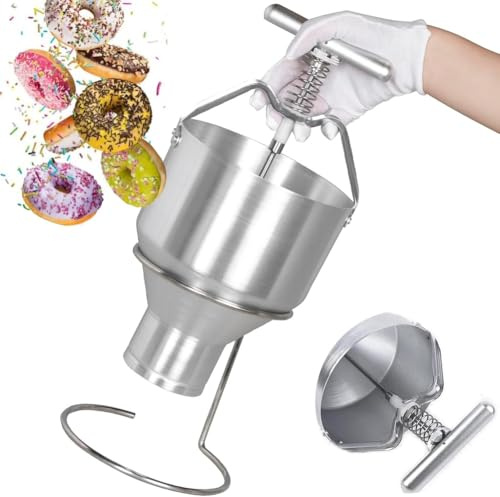 3L Manual Donut Depositor, 6 Gear Adjustable Donut Maker, Stand Holder Donut Dropper Hopper Dispenser,Easy To Use, For Even Donut Shaping And Batter Dispensing