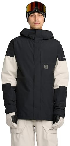 Volcom Men's Primry Recycled Insulated Snowboard Jacket – 10K Waterproof Breathable, Black, Large