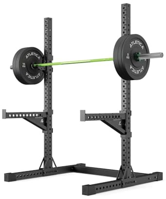 ATLETICA R7 Squat Rack | Force Set | Hantelstange, 70 kg Bumper Plates, Verschlüsse, Spotter Arms und J-Hooks inkl.