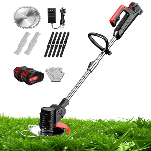 YLANMEI Attrezzo da Giardinaggio per tagliaverdure Elettrico Multifunzionale agli ioni di Litio Regolabile per diserbo Elettrico con Batteria 24V/4.0Ah