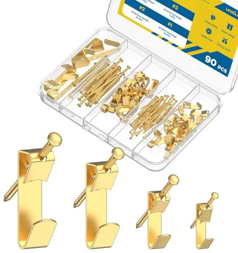 Uniclife Kit de Suspension pour Tableaux 90 Pièces, 4,5 kg, 13 kg, 22 kg, 45 kg Porte-Images Renforcés pour Cloisons Sèches et Bois, Crochets de Suspension pour Tableaux, Crochets pour Cadres