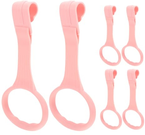 LOORGVEL Lot de 6 Anneaux de Traction pour Garçon et Filles en PP Rose Accessoires de Sécurité pour Lit Bébé et Parc Aide à la Marche Développement Force des Bras Jeu D’Équilibre pour