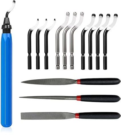 Glamifyr Entgratungswerkzeug Set | Deburring Tool 3D | Druck Entgrater + 10 Ersatzklingen + 3 Diamantfeilen | Präzises Entgraten & Polieren von Kunststoff, Metall, Aluminium & Resin