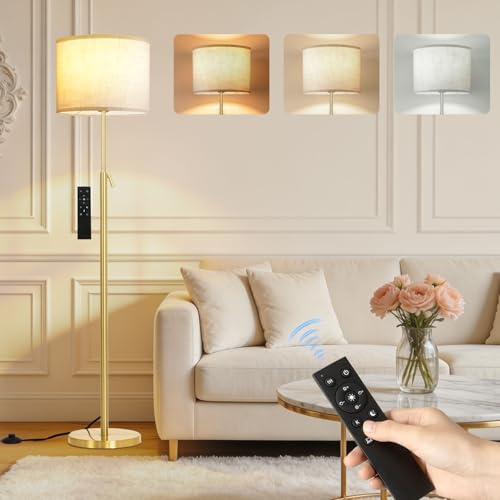 Floor Lamp for Living Room - Gold Modern Tall Standing Lamps for Bedroom