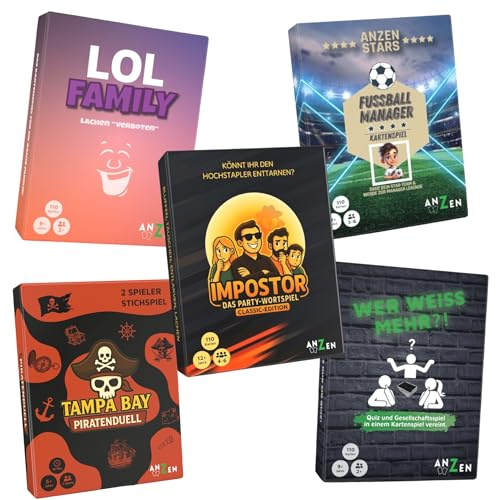 ANZEN Family & Kids Bundle | LOL Family + Impostor + Fussball Manager + Tampa Bay + WER Weiss MEHR?