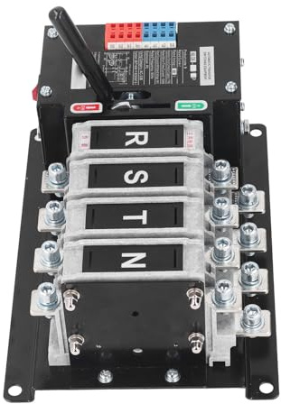 KIMISS Interruttore di Trasferimento Automatico a Doppia Alimentazione, Interruttore di Commutazione Generatore 4P per AC400V, Commutazione Al Millisecondo e Funzionamento Manuale (100A)