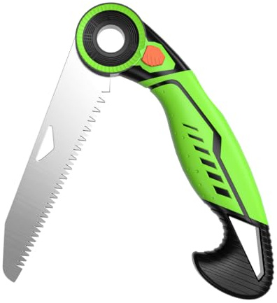 Pruning Saw-Folding Hand Saw,Portable Hand Saw with SK5 Blade,Pruning Hand Saw with Ergonomic Non-Slip Rubber Handle,4 Adjustable Cutting Angles,Saw with Safety Lock,for Garden,Tree Pruning,Camping