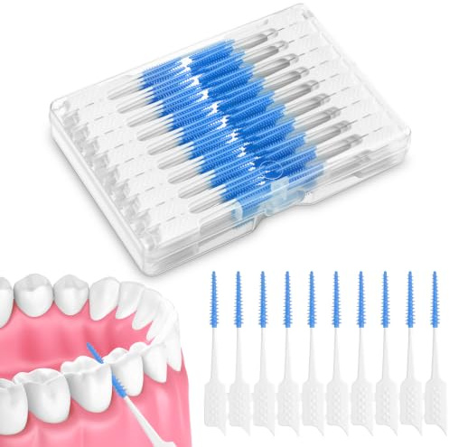 OSDUE 250 Pièces Brossettes Interdentaire en Soft Silicone, Nettoyage Dent | Bâtonnet Interdentaire, Bâton de Fil Dentaire, Cure Dent Brossette, Outil pour Maintenir Santé Bucco-dentaire, Bleu