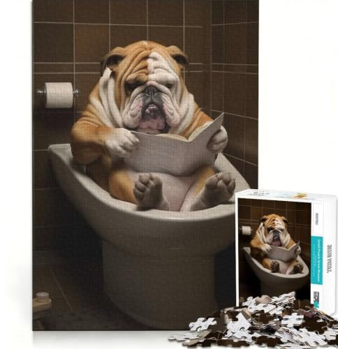 Puzzle de 1000 pièces pour Adultes Le Bouledogue littéraire Jeu Familial Difficile et Stimulant Cadeau d'anniversaire Original 38x26cm