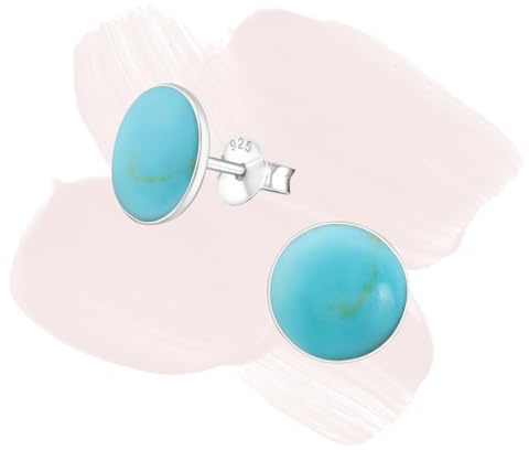 Laimons Damen-Ohrstecker Damenschmuck rund Design Platte Türkis Sterling Silber 925
