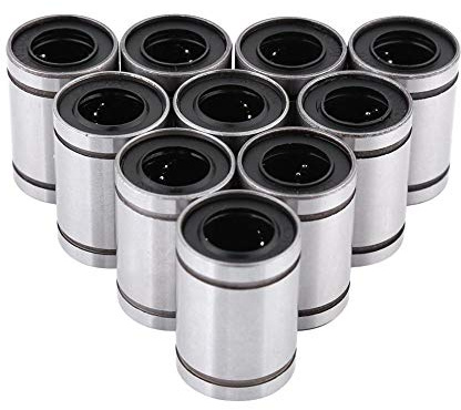 Akozon Lineargleitlager Linear Motion Bearing10 Stück LM12UU 12 mm Linear Motion Kugellager Buchse Lange Linearkugellager für 12 mm Rod für lineare Bewegung auf 3D-Drucker, CNC und andere Anwendungen