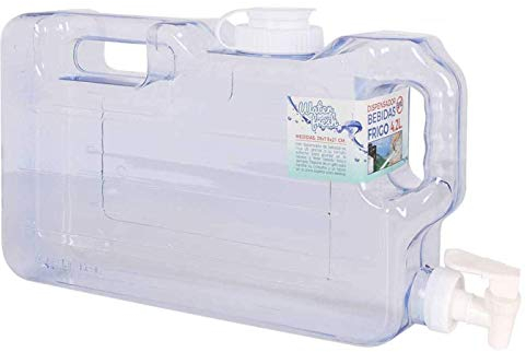 Tradineur Distributeur de boissons en plastique 4,2 litres avec robinet et poignée 20,5 x 7,5 x 39 cm, bouteille distributrice d'eau pour réfrigérateur, réservoir, bidon réutilisable avec robinet pour
