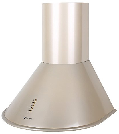 Klarstein Lumio Primo Retro - Campana extractora, Campana de pared, Acero inoxidable, Ancho 60 cm, 3 Potencias, Capacidad 430 m³ aire/h, Aspiración, Ventilación, Filtro de aluminio, Dorado