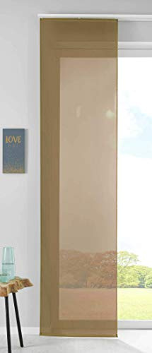 1er Set Schiebegardine Flächenvorhang Vorhang Gardine Voile HxB 245x60 cm Nougat Komplett mit Paneelwagen Beschwerungsstange, 85589N