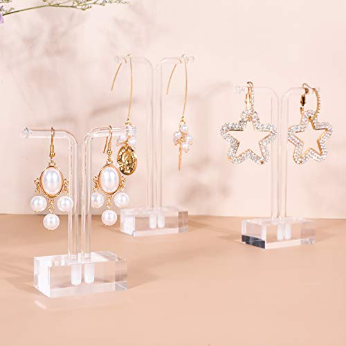 GemeShou 3-stückige transparente Ohrring-T-Ständer zur Schmuck-Display-Ausstellung, Acryl-Ohrring-Hänger für Frauen, kleiner klarer Ohrring-Halter zum Verkauf, Schmuck-Photografie-Props [T-Form]