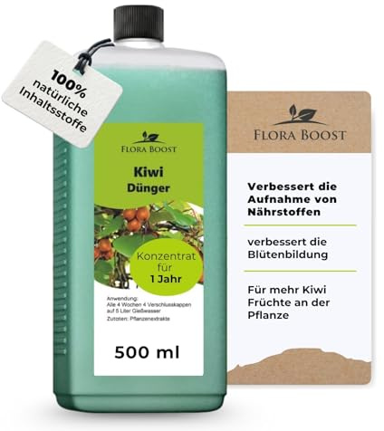 Flora Boost Kiwi Dünger 500ml, Flüssigdünger für bis zu 100L Gießwasser | Obstbaum Dünger für alle Kiwi Pflanzen Sorten, 100% natürlicher Pflanzendünger