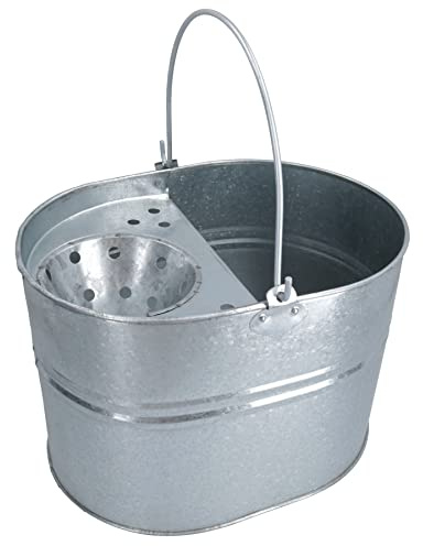 Cubo de metal galvanizado para fregona de 16 litros, para cocina, baño, hogar, limpieza de suelos
