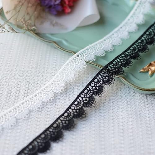 Yulakes 10 Yards bestickte Spitze Stoff Spitze Applique Trim Spitzenband Spitzenborte Spitzenbordüre DIY Bekleidung Nähen Kleidungsstück Heimtextil Dekor 1.8cm (Weiß)