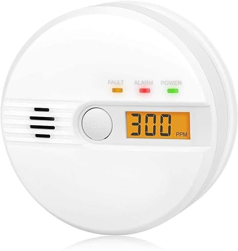 Kohlenmonoxid Warnmelder LCD Anzeige CO Melder 85Db Alarm Kohlenmonoxidsensor Kohlenmonoxid Melder mit Prüftaste Batteriebetrieb(ohne Batterien) GAS-96776