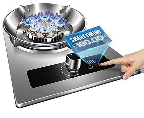 Gas Stove Propane Cooker, 5.2KW-9 Cavity High Flame, Timing Function Energy Saving Flameout Protection, Used For Home Kitchen Camping Garden Catering (Size : LPG)