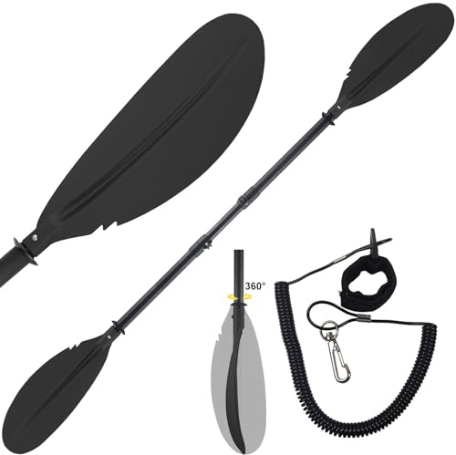 Frebuta 250 cm Doppelkopf-Paddel, 170 cm – 250 cm in robustem Aluminiumschaft und gerippten Polyethylen-Klingen für Kajaks (170,2 cm - 215,9 cm)
