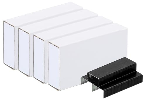 PATIKIL 4 Pack 1000Stk Heftklammern pro Pack Heftklammern Schwarz | Für Hefter, #10 Mini 3/16 Länge, Heftklammern Staufrei, Für Zuhause Bürobedarf