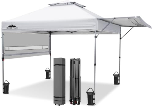 EAGLE PEAK 5x3m Pop up Pavillon Baldachin Zelt im Freien Instant Baldachin Shelter mit verstellbaren doppelten halben Markisen, Weiß