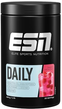 ESN Daily, Raspberry Iced Tea, 480 g, mit Glutamin, Creatin, Collagen & L-Leucin - made in Germany
