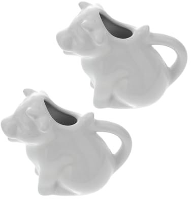 MAGICLULU Pot à Lait En Céramique D’animal 2 Pièces Poignée, Design Vache Blanche, Polyvalent Pour Sauces Et Crèmes, Usage Domestique Et Restauration