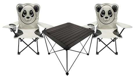 Mojawo 3er Kinder Campingmöbel Set Camping L52xB52xH46cm 1x Campingtisch + 2 Anglerstühle Textilen Outdoor mit Tasche