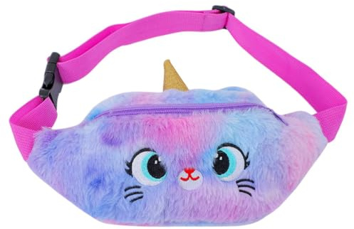 SAFIGLE Flauschige Katzen Hüfttasche Für Kinder Plüsch Bauchtasche Mit Verstellbarem Gurt Als Crossbody Tasche Oder Brusttasche Tragbar Für Alltag Einkaufen Freizeit Party