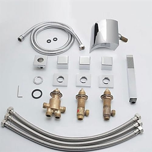 5 Loch Badewannenarmatur Widespread mit Sprüher 5 Loch 3 Griff Badewanne aus Messing Mischbatterie Kaltes und Heißes Badarmatur Badewanne