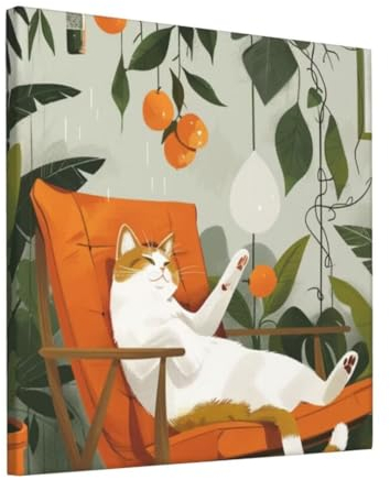 Tier Malen Nach Zahlen Katze Malen Nach Zahlen Erwachsene Mädchen, Mit Rahmen, Paint By Numbers Adult Bastelset Frauen, DIY Digital Ölgemälde auf Leinwand Mit Pinseln Und Acrylpigment, 40x40 cm FA-226