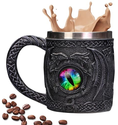 Mingchengheng Beer Stein Mug,Norse & Celtic Men Mugs - Dragon's Eye Drinking Tankard Coffee Cup, MedievalBeer Mug for Novelty Gothic Decoration