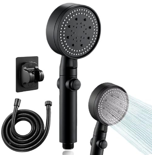 Duschkopf mit Schlauch 2M Duschkopf Wassersparend Handbrause für Dusche Duschbrause und Halterung Ohne Bohren 6 Strahlarten zum Baden und für den Heimgebrauch
