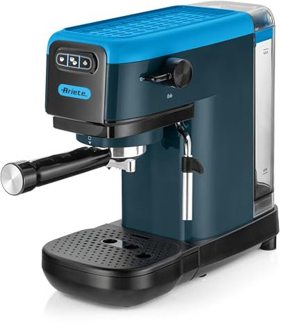 Ariete 1399 Macchina da caffè espresso Sky Blue, Per polvere e cialde ESE, 1300 W, Capacità 1,1L, 15 bar di pressione, Filtro 1, 2 tazze e cialda ESE, Cappuccino, Blu
