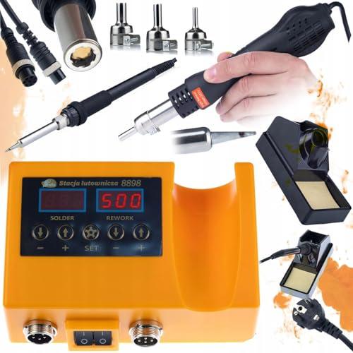 Set Rosfix Orange Husky OH660 2 in 1 stazione di saldatura, aria calda e saldatore 900 m, precisione 660 W, indicatori LED, 100-500 °C, lobor, riparazione elettronica, stazione di saldatura
