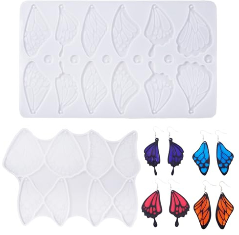 PandaHall - Lot de 2 moules en silicone pour pendentifs en forme d'ailes de papillon, ailes volantes en résine UV, moules en résine époxy pour création de bijoux en résine et artisanat