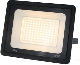 Alpinaluz Proyector LED Exterior 100W, Luz Cálida 3000K, 9500lm, IP65, Ángulo 120°, Soporte Ajustable, Carcasa de Aluminio, Iluminación Potente para Jardines, Garajes, Patios y Comercios
