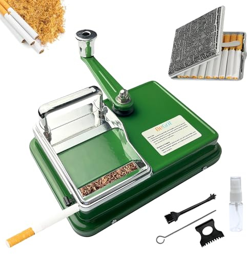 BeGrit Zigarettenstopfmaschine Stopfmaschine für Zigaretten 8mm Knopf Zigarettenstopfer Manuell drehmaschine zigaretten mit Zubehör Aufbewahrungsbox für einfache und konsistente Zigarettenherstellung