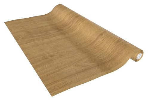 Venilia Möbelfolie selbstklebend, Eiche Hell Holzoptik, 45 cm x 2 m, Deco Standard, PVC, langlebig, einfache Entfernung, hitzebeständig, reißfest, 56147