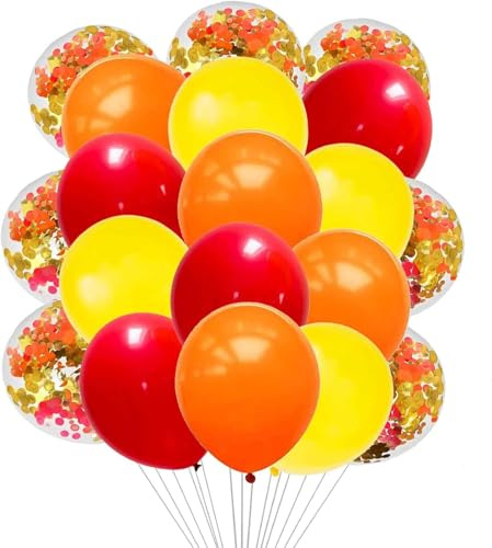 We Moment Zone 12 Zoll Luftballons Rot Orange Gelb，Rot Orange Gelb Party Latex Ballons Konfetti Luftballons für Geburtstag Babyparty Graduierung Hochzeit Verlobung Party Deko，50 Stück