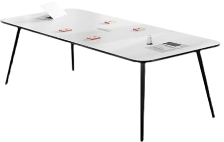 YHWKGZ Konferensbord, 62,9LX 31,4W Mötesbord, for 6 Personer, Rektangulära Mötesbord med Kabelgenomföring, Metallram, Kontordatorbord