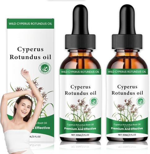 2Pcs Cyperus Rotundus Oil, Natural Cyperus Oil for Hair Removal - Moisturizing Smooth Skin, Shrinks Pores - Gentle Hair Growth Inhibitor Serum for Women & Men,Soothes&Reduces Unwanted Body&Facial Hair