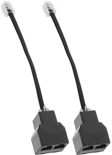 CONGARTENO 2 pezzi Adattatore Sdoppiatore Telefono Nero con Cavo Staccabile Splitter Doppino Telefonico per Connessione Chiara e Stabile