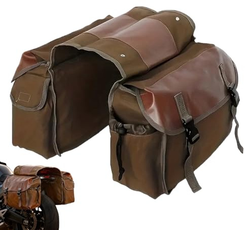 Borse da Sella per Moto, Borsa da Sella Impermeabile in Tela - Borsa per Attrezzi da Bici | per Moto, Bicicletta, Scooter, Touring, Pendolarismo, Viaggio, Road Trip, Guida Urbana