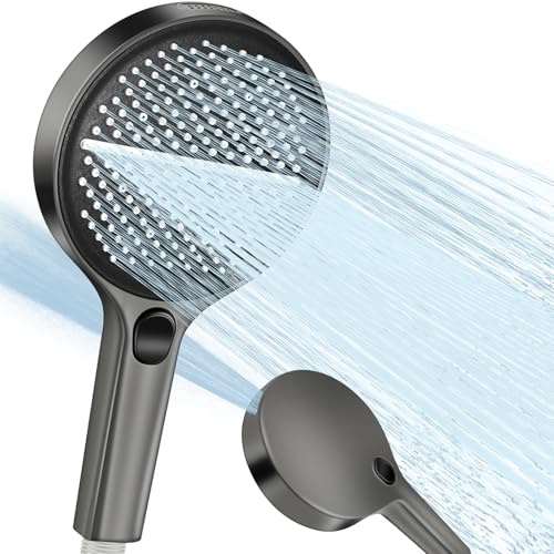 GOUNNU Duschkopf Hochdruck Duschkopf Groß 150mm Wassersparender Regendusche 4 Strahlarten XXL Handbrause Druckerhöhend Duschkopf Einhand-Einstellung Duschbrause Universal (Grau)