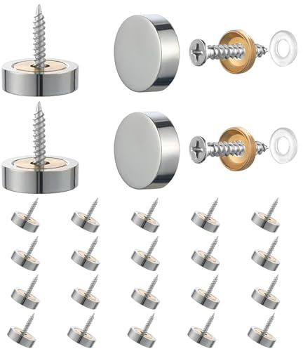 MejaRizon 20 Sätze Zierschrauben, 16mm Spiegelschrauben, (16-30mm) Schrauben Abdeckkappen Edelstahl, Dekorative Kappen Geeignet für Spiegeltische, Teetischen, Kleiderschränke, Möbel, Werbeschilder