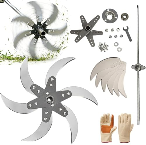 Set di lame regolabili per trituratore per erba domestica, 4/6 lame in acciaio inox per agricoltori, 12 fori di montaggio per l'alimentazione del bestiame, adatto per albero da 12 mm (6 ruote)