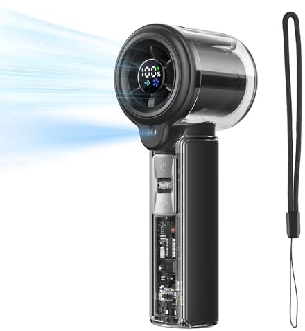 COKUNST Handheld Fan with Mist Spray, LED Display, 3000mAh Rechargeable | Adjustable 1-100 Speed USB Portable Fans, 16000 RPM Mini Turbo Fan for Travel, Outdoor, Camp, Eyelash, Face, Summer Gifts